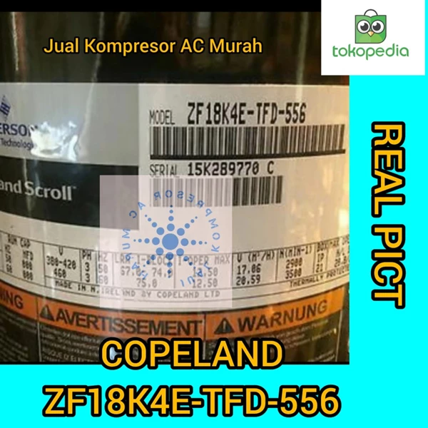 Compressor Copeland ZF18K4E TFD 556 Kompresor Scroll ZF18